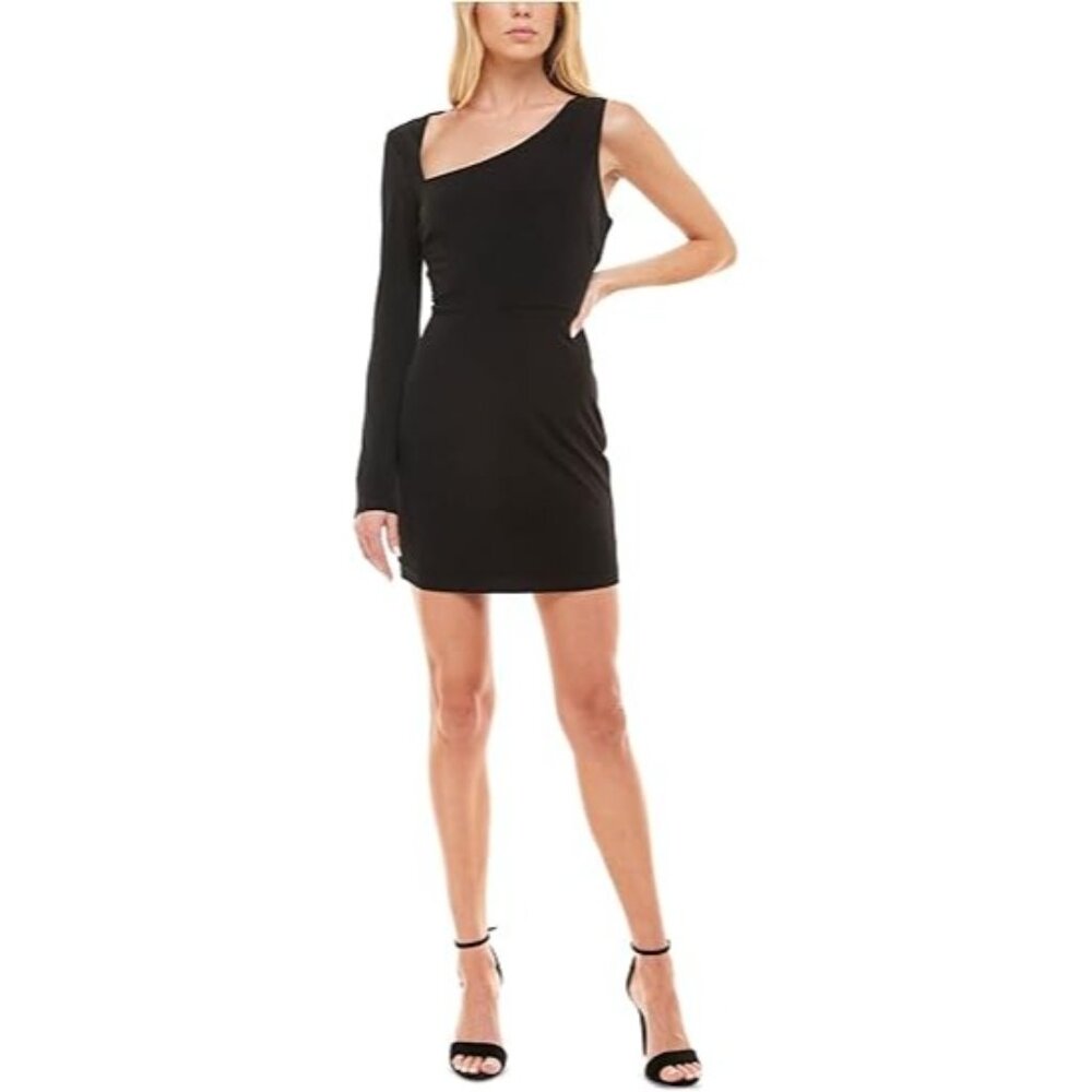 Speechless Bodycon Dress Zippered Asymmetrical Neckline D88411X05 Womens Black 7